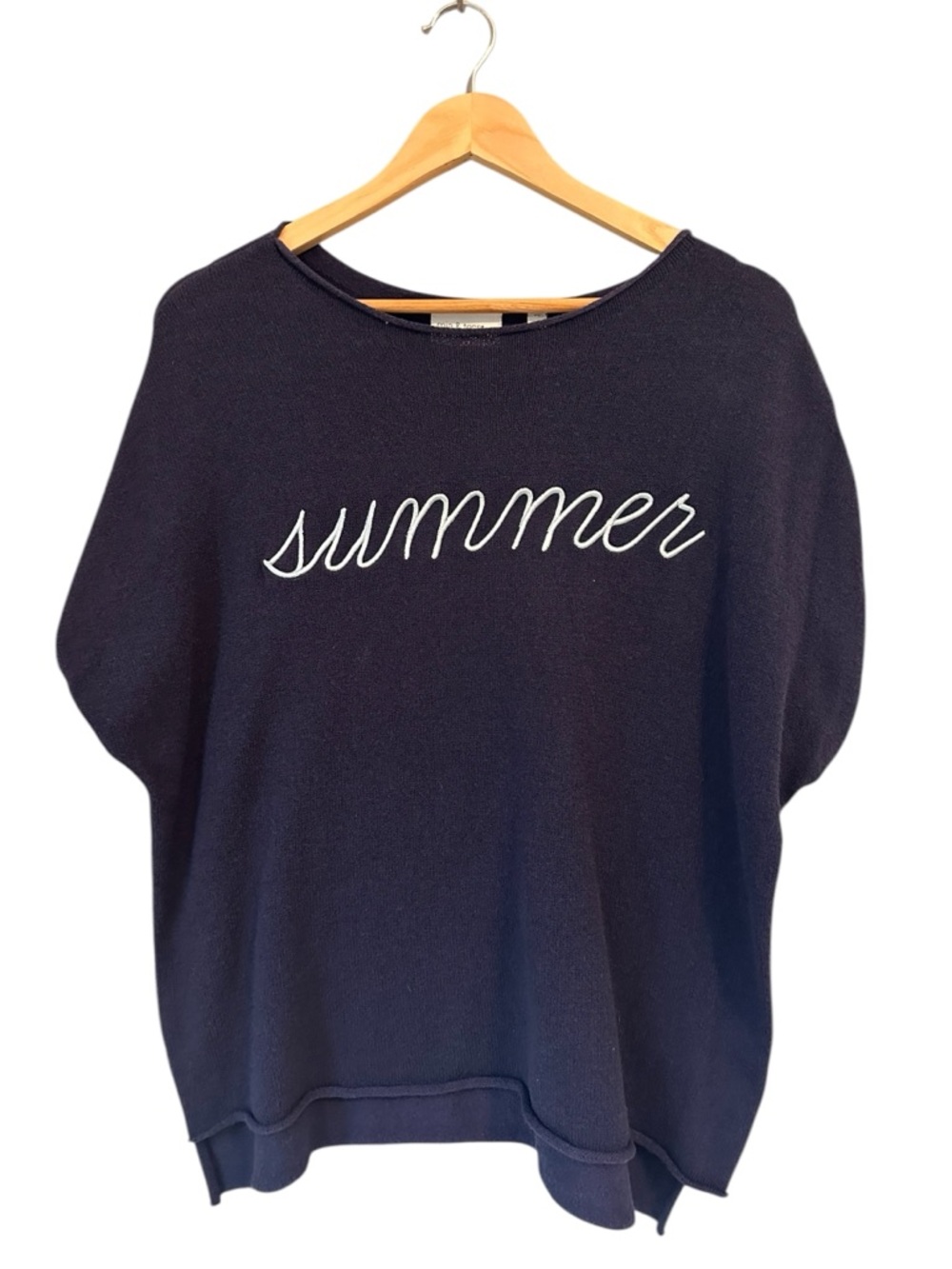 mia & tess Navy SUMMER Short Sleeve Sweater, Small